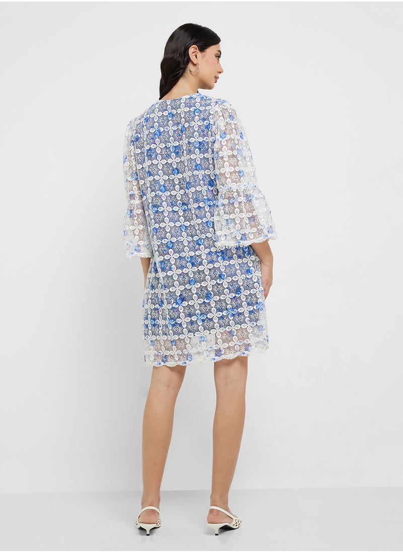 YAS V-Neck Mesh Detailed Dress  - Image 2