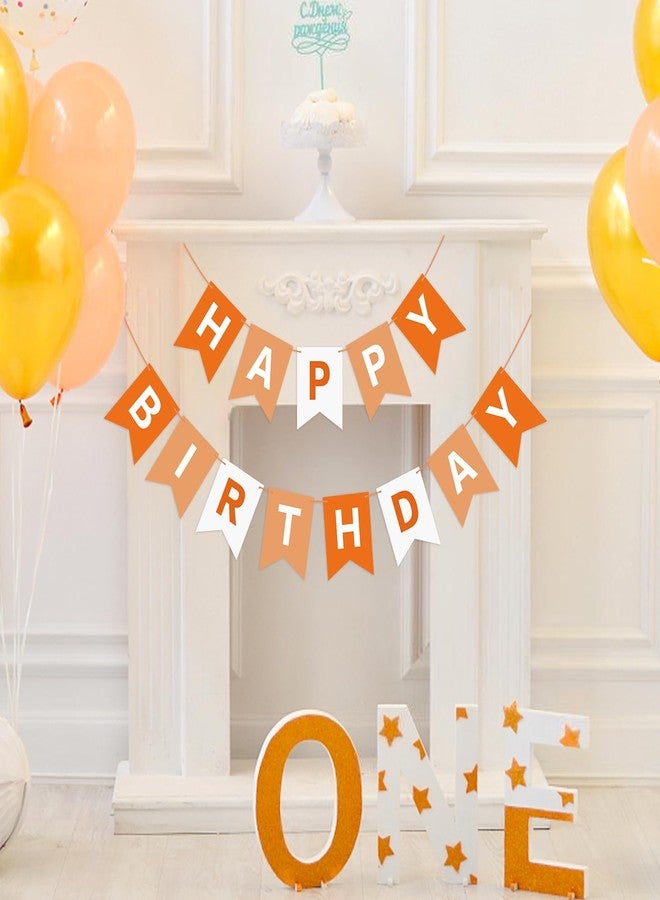 Eaezerav Orange Happy Birthday Banner Bunting Banner Sign Birthday Garland Tea Party Decorations Fall Halloween Thanksgiving Party Supplies for Kids Adults - Image 2