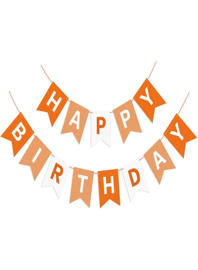 Eaezerav Orange Happy Birthday Banner Bunting Banner Sign Birthday Garland Tea Party Decorations Fall Halloween Thanksgiving Party Supplies for Kids Adults - Image 1