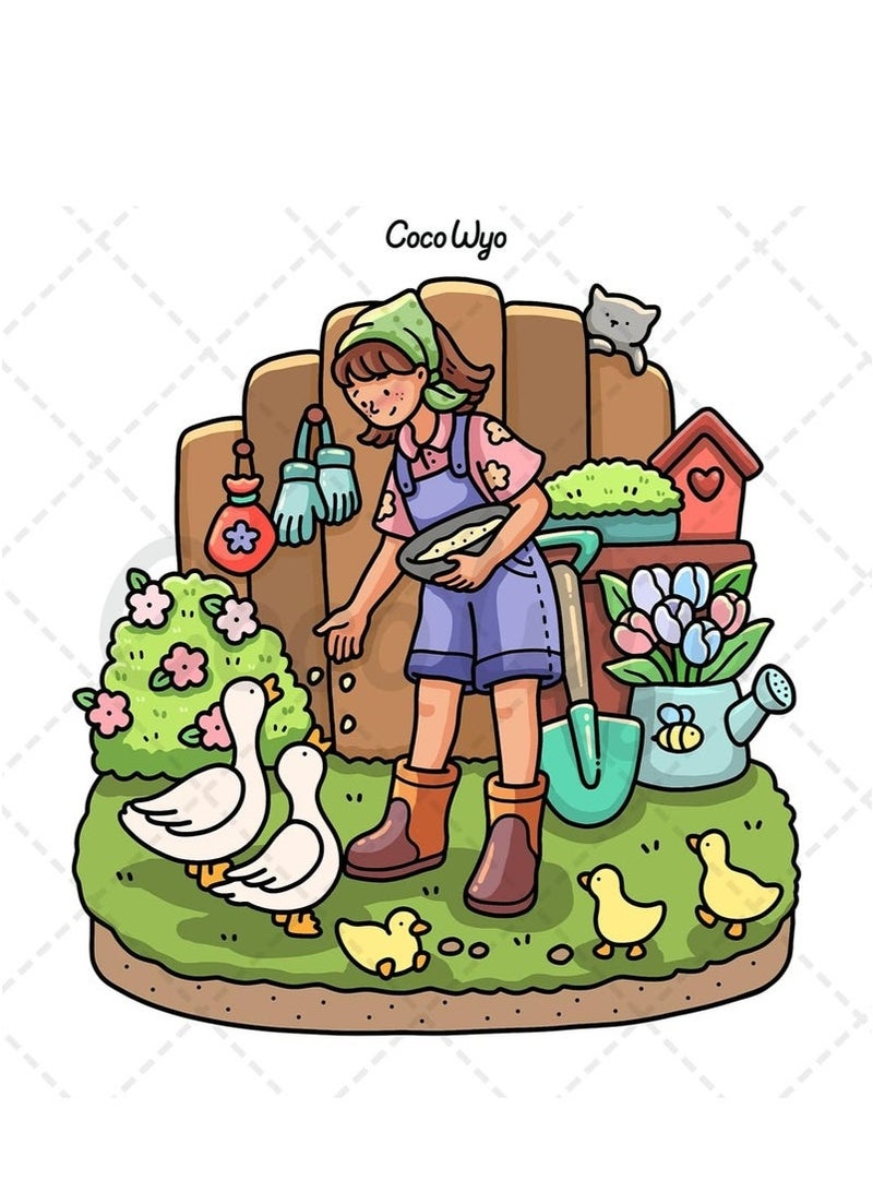 Girl Moments: A Stress-Relief Coloring Book for Adults & Teens - Cute & Cozy Daily Activities, Mindfulness Illustrations | Relaxing Anti-Anxiety Art Therapy (Cozy Spaces Collection) - Image 2