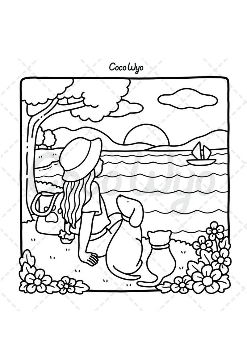 Girl Moments: A Stress-Relief Coloring Book for Adults & Teens - Cute & Cozy Daily Activities, Mindfulness Illustrations | Relaxing Anti-Anxiety Art Therapy (Cozy Spaces Collection) - Image 5