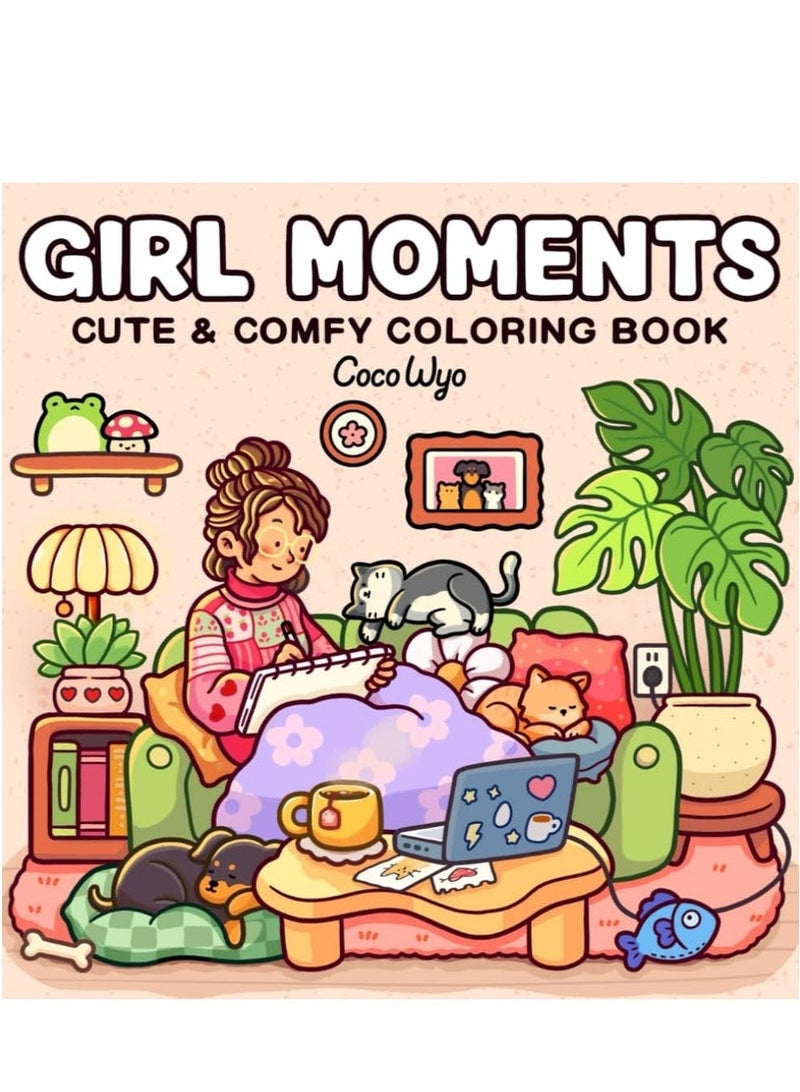Girl Moments: A Stress-Relief Coloring Book for Adults & Teens - Cute & Cozy Daily Activities, Mindfulness Illustrations | Relaxing Anti-Anxiety Art Therapy (Cozy Spaces Collection) - Image 1