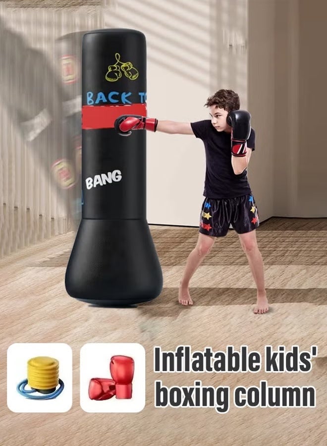 YelaJoy Punching Bag For Kids,Inflatable Boxing Punch Bag With Gloves And Pump,Inflatable Tumbler Toy For Boys Girls,Beginner Heavy Punching Bags Sandbag,Reduce Pressure Stress,1.2M Alphabet Black - Image 2