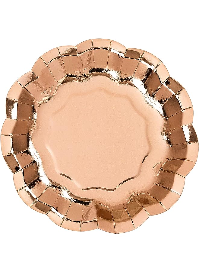 Raxoom Tables Party Porcelain Foil Plates 8-Piece, Rose Gold - Image 1
