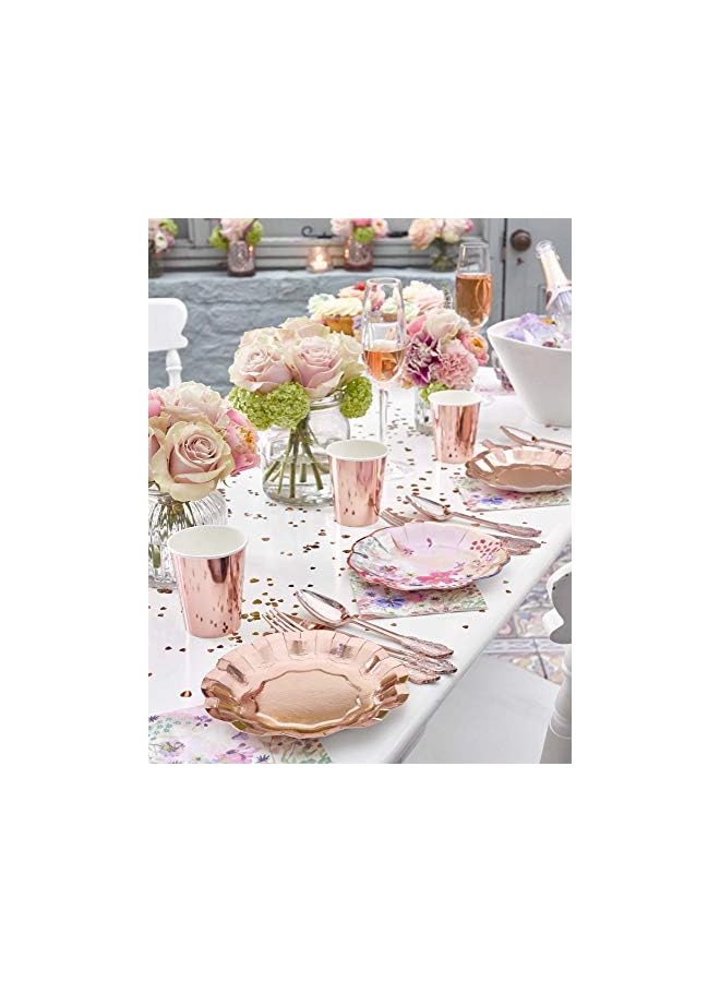 Raxoom Tables Party Porcelain Foil Plates 8-Piece, Rose Gold - Image 3