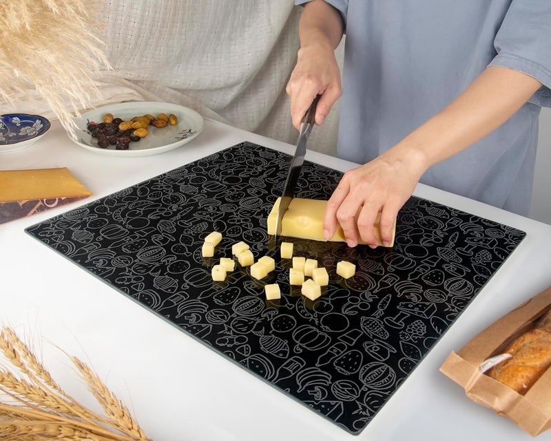 Kitchenville لوح تقطيع زجاجي من كيتشينفيل 40×30 سم: شفاف، متين، صحي لحماية سطح العمل - مقاوم للخدش، مقاوم للحرارة، سهل التنظيف - Image 5