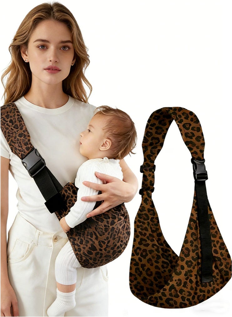meayul Baby Sling Carrier, Baby Holder, Adjustable Babys Carriere Portable Baby Wrap Carrier Leopard Comfortable Babys Slings with Thick Shoulder Straps Ergonomic Baby Carrier Wrap for Newborn 0-4 Years Old - Image 1