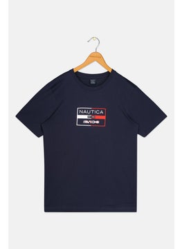 Kids Boy Short Sleeve Brand Logo T Shirt, Navy Combo