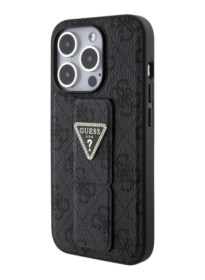 GUESS Guess Gripstand PU leather Case For iPhone 15 Pro (Black)