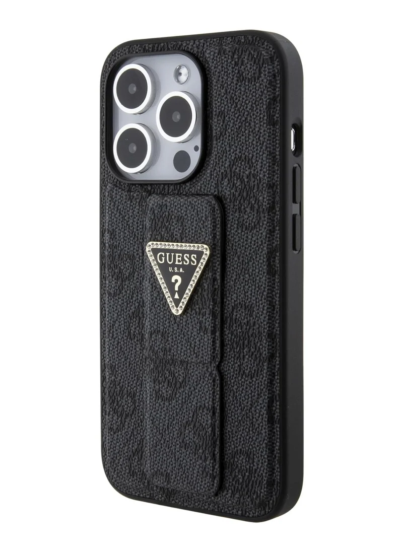 جس Guess Gripstand PU leather Case For iPhone 15 Pro (Black)
