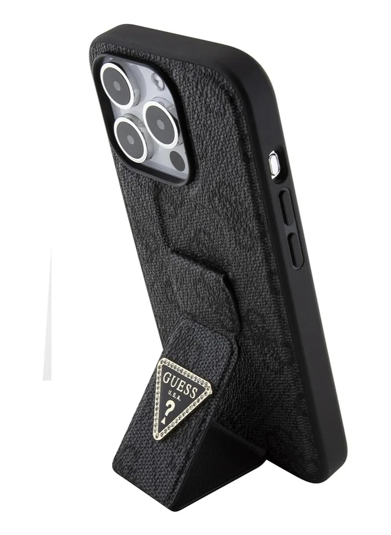 جس Guess Gripstand PU leather Case For iPhone 15 Pro (Black)