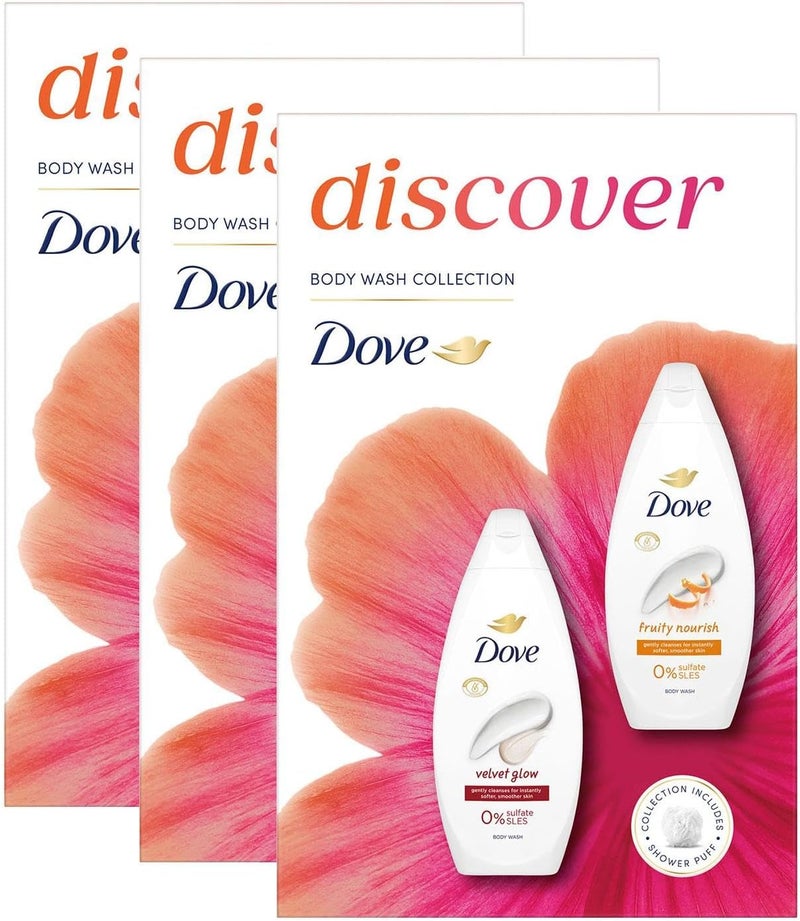 Dove Discover Duo Gift Set Fruity Nourish Silky Velvet Bodywash Moisturising Gentle Skincare Duo for Women Hydrating Body Washes with Soft Fragrance Ideal for Daily Use and Gifting