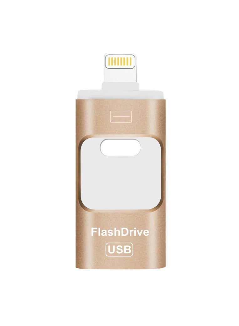 AROAQ 256GB USB Flash Drive, Shock Proof Durable External USB Flash Drive, Safe And Stable USB Memory Stick, Convenient And Fast I-flash Drive for iphone, (256GB Gold Color) - Image 1