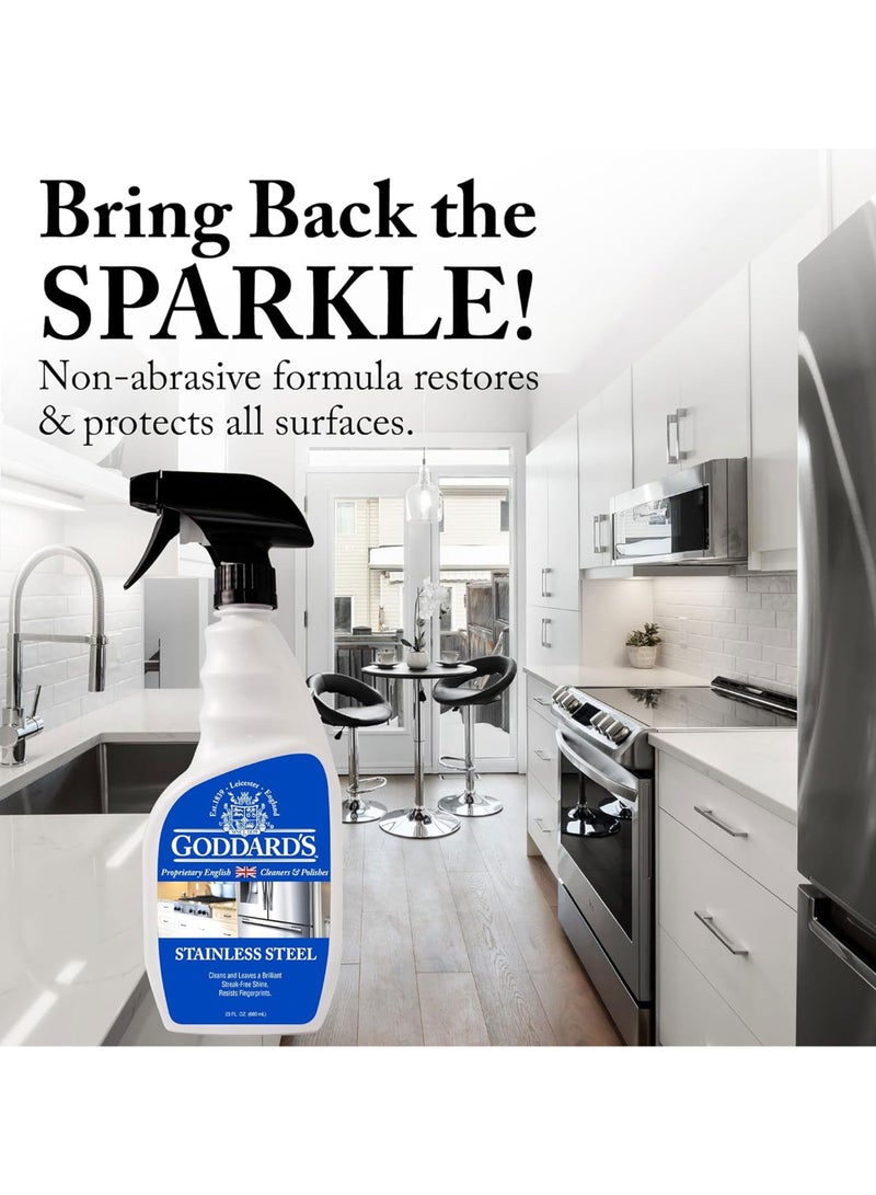 Goddard's Stainless Steel Cleaner Spray – Non-Abrasive Stainless Steel Kitchen Sink, Appliances & Dishwasher Cleaner to Remove Stains & Grease – Stainless Steel Household Cleaning Supplies 23 oz - Image 3