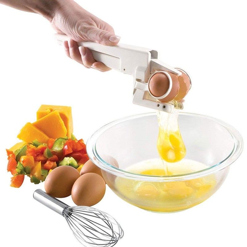 Whitecloud TRANSFORMING HOMES Kitchen Cooking Gadget Tools Plastic Handheld White Yolk Separator Egg Cracker Egg Breaker 712107 - Image 1
