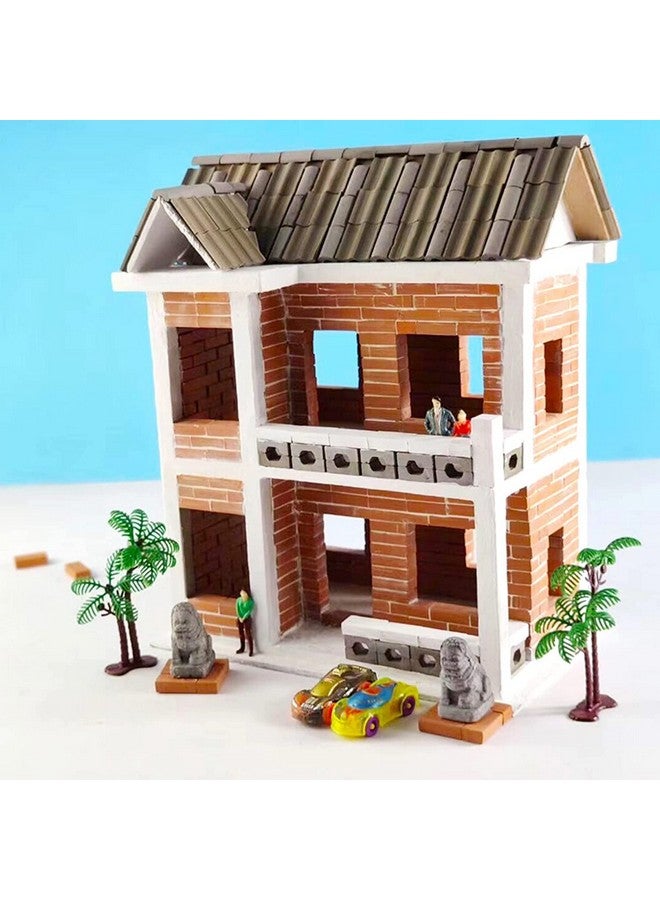 Cayway 300 Pcs Mini Red Roof Tiles Set Red Miniature Tiles With Scraper Roof Tiles Fake Tiles Model Landscape Accessories Dollhouse Fake Tiles For Diy Dollhouse Bricks Diorama Fairy - Image 4
