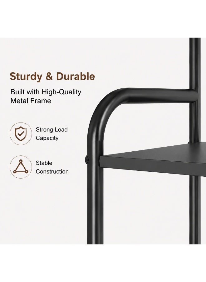 EXCLIFE Shoe Rack Stand Entryway Hall Tree 5-Tier Shoe Storage Organizer Shelf with 8 Hanger Hooks for Clothes Hat Scarf Umbrella Bag Hanging - Image 5
