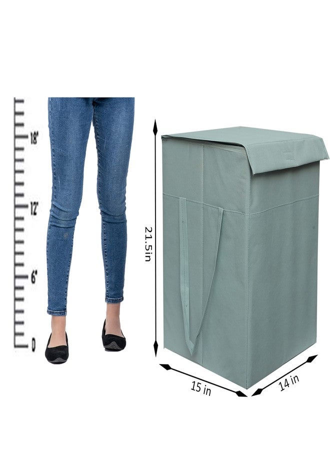 ABBASI Large Laundry Bag 75L Durable and Collapsible Foldable Laundry Basket with Lid Storage Bag with Side Handles for Clothes & Toys Bedroom Kids Room & Bathroom (Pack of 2, Grey) - Image 2