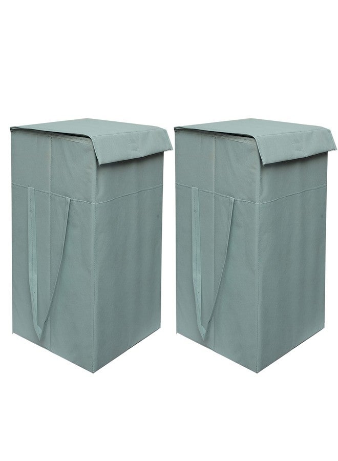 ABBASI Large Laundry Bag 75L Durable and Collapsible Foldable Laundry Basket with Lid Storage Bag with Side Handles for Clothes & Toys Bedroom Kids Room & Bathroom (Pack of 2, Grey) - Image 1