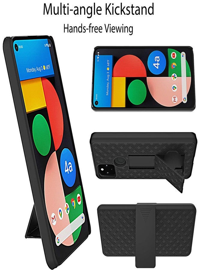 Ailiber جراب Ailiber لهاتف Google Pixel 4a 5G، واقي شاشة Pixel 4a 5G، (لا يناسب Pixel 4a) حامل بمشبك حزام دوار، غطاء حماية نحيف ومتين بالكامل لهاتف Google Pixel 4a مع 5G - أسود - Image 4