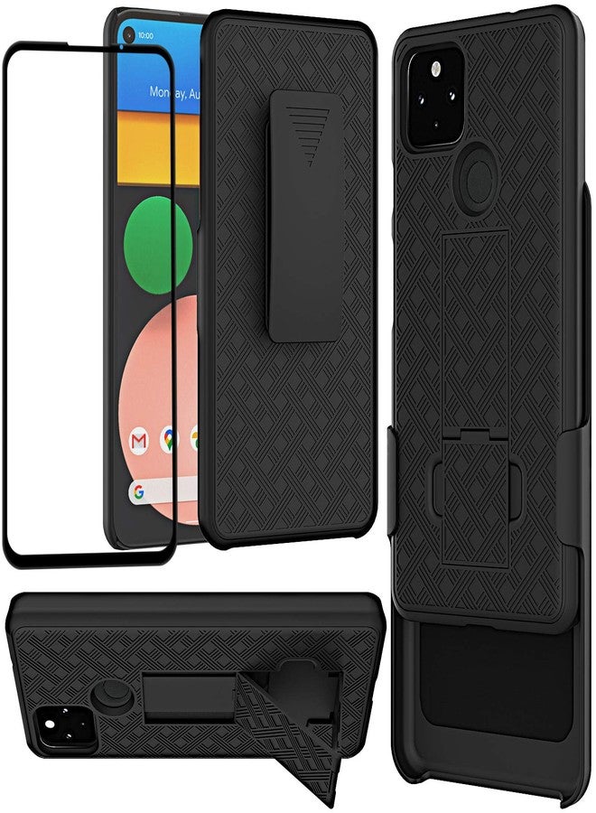 Ailiber جراب Ailiber لهاتف Google Pixel 4a 5G، واقي شاشة Pixel 4a 5G، (لا يناسب Pixel 4a) حامل بمشبك حزام دوار، غطاء حماية نحيف ومتين بالكامل لهاتف Google Pixel 4a مع 5G - أسود - Image 1