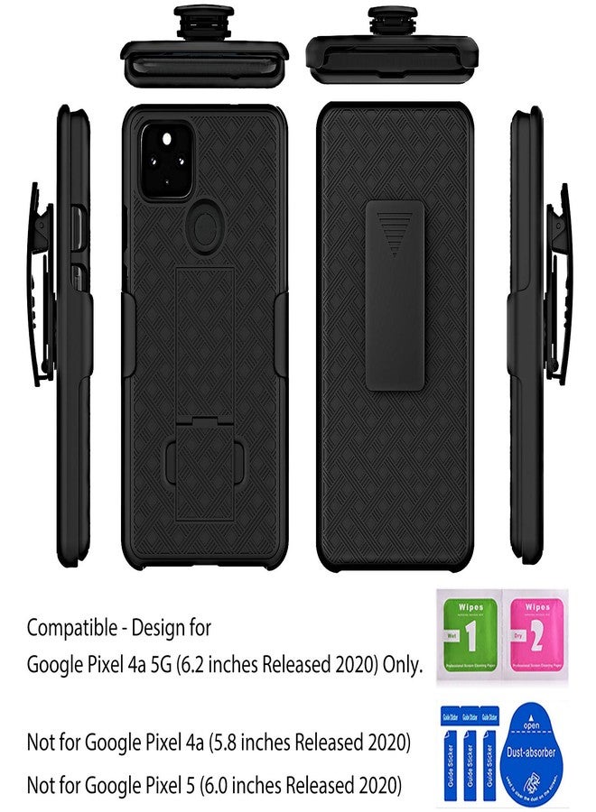 Ailiber جراب Ailiber لهاتف Google Pixel 4a 5G، واقي شاشة Pixel 4a 5G، (لا يناسب Pixel 4a) حامل بمشبك حزام دوار، غطاء حماية نحيف ومتين بالكامل لهاتف Google Pixel 4a مع 5G - أسود - Image 2