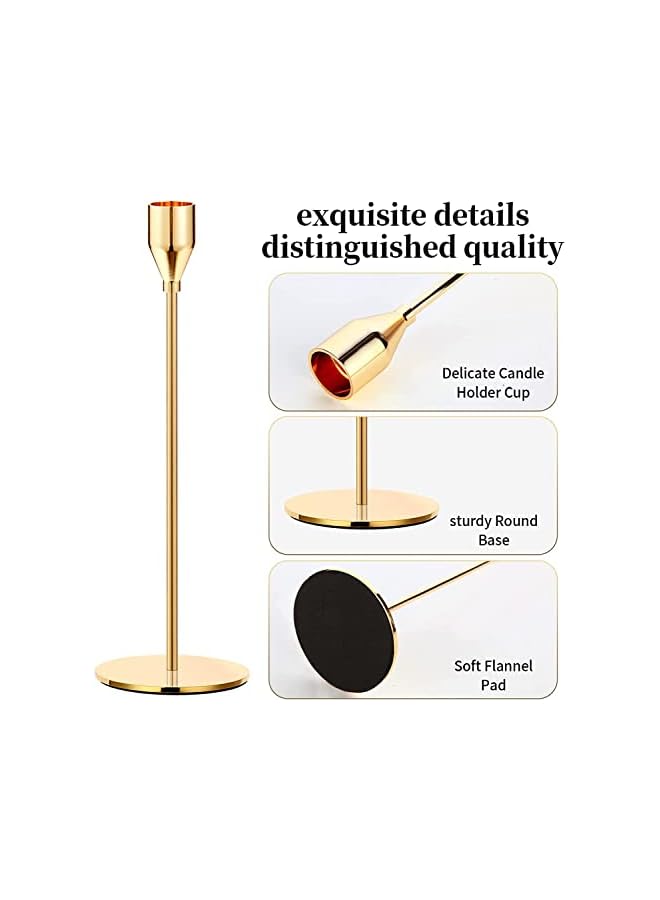 The Bros 3 PCS Gold Candle Holders Gold Taper Candle Holder Metal Candle Holder for Wedding, Dinning, Party, Fits 3/4 inch Thick Candle&Led Candles - Image 3