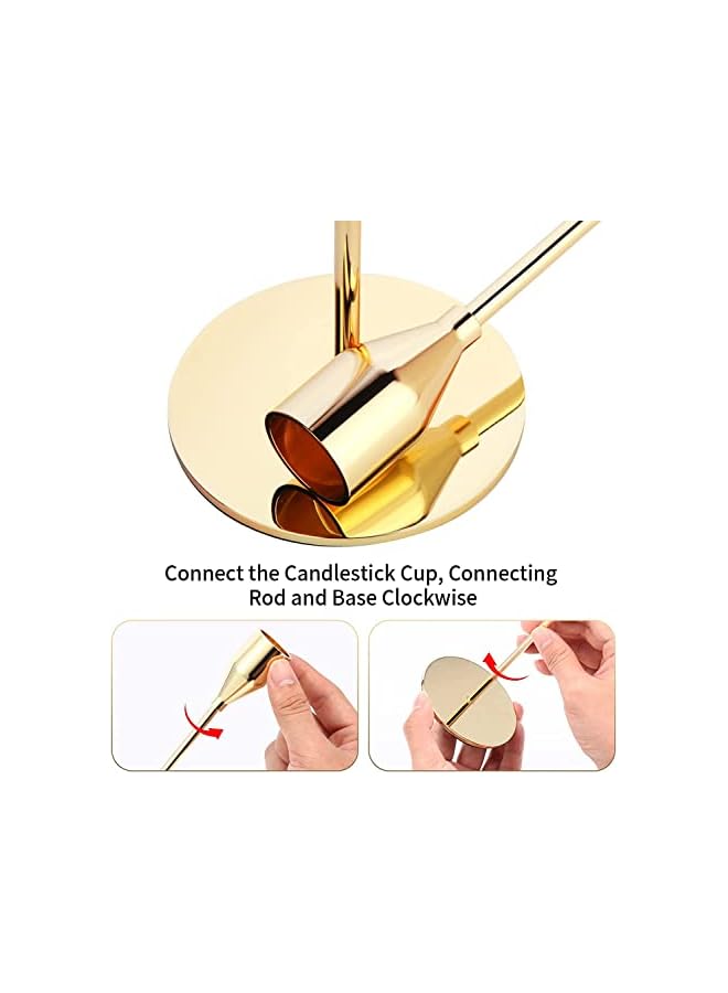 The Bros 3 PCS Gold Candle Holders Gold Taper Candle Holder Metal Candle Holder for Wedding, Dinning, Party, Fits 3/4 inch Thick Candle&Led Candles - Image 4