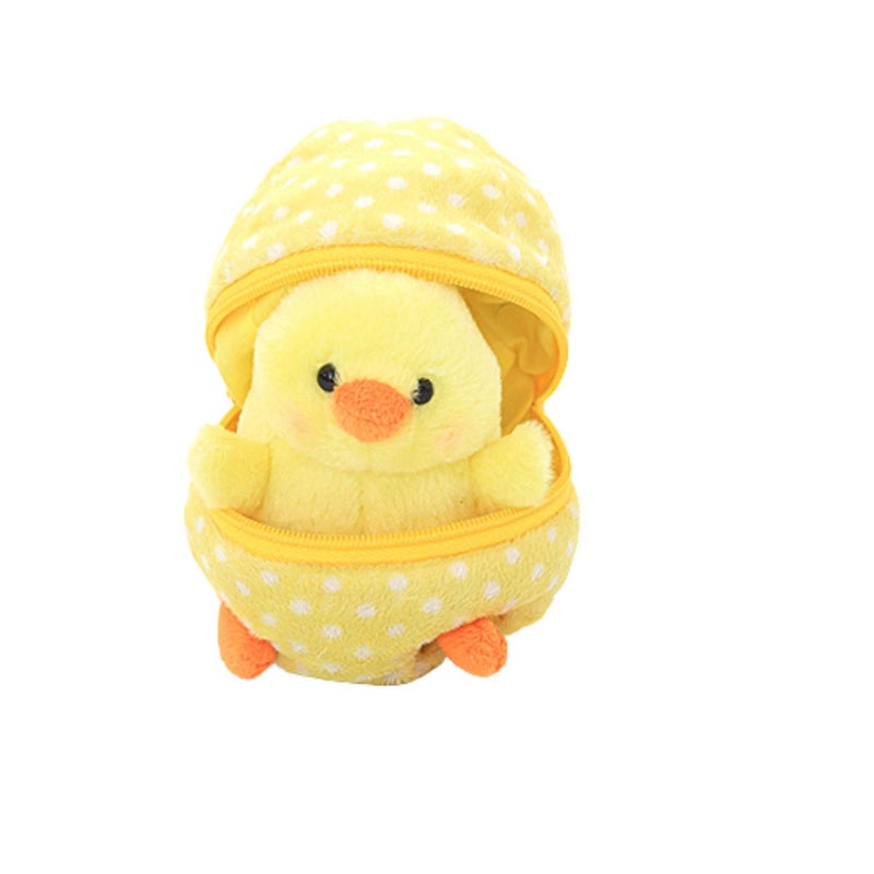 Plushland حيوان محشي من بلاش لاند 6 بوصات بيضة مخفية قابلة للإغلاق لون أصفر باهت ونقاط بولكا ألوان عيد الفصح مستوحاة من الربيع هدية للبنات والأولاد عيد الميلاد يوم الأم (كتكوت عيد الفصح) - Image 1