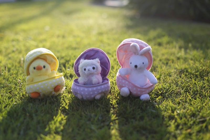 Plushland حيوان محشي من بلاش لاند 6 بوصات بيضة مخفية قابلة للإغلاق لون أصفر باهت ونقاط بولكا ألوان عيد الفصح مستوحاة من الربيع هدية للبنات والأولاد عيد الميلاد يوم الأم (كتكوت عيد الفصح) - Image 2