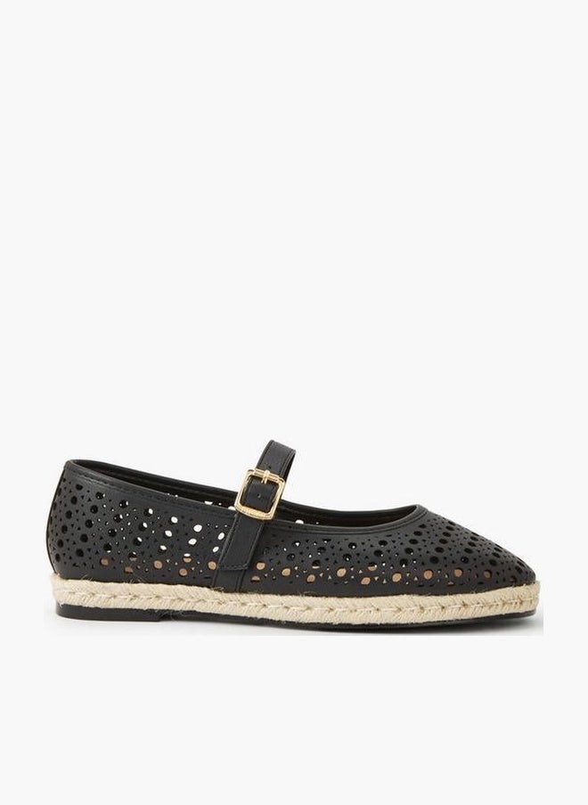 Peppermint Women Perforated Detail Espadrille Mary Jane Shoes - Image 1