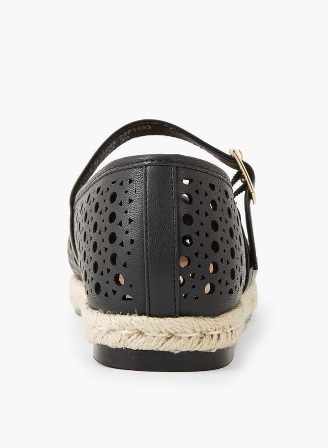 Peppermint Women Perforated Detail Espadrille Mary Jane Shoes - Image 4