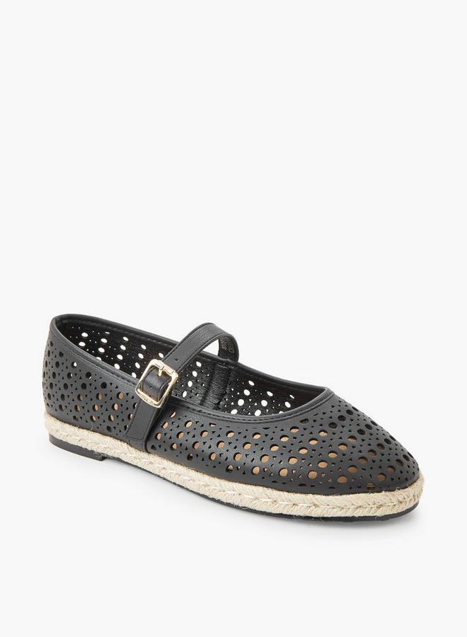 Peppermint Women Perforated Detail Espadrille Mary Jane Shoes - Image 2