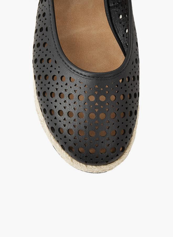 Peppermint Women Perforated Detail Espadrille Mary Jane Shoes - Image 5