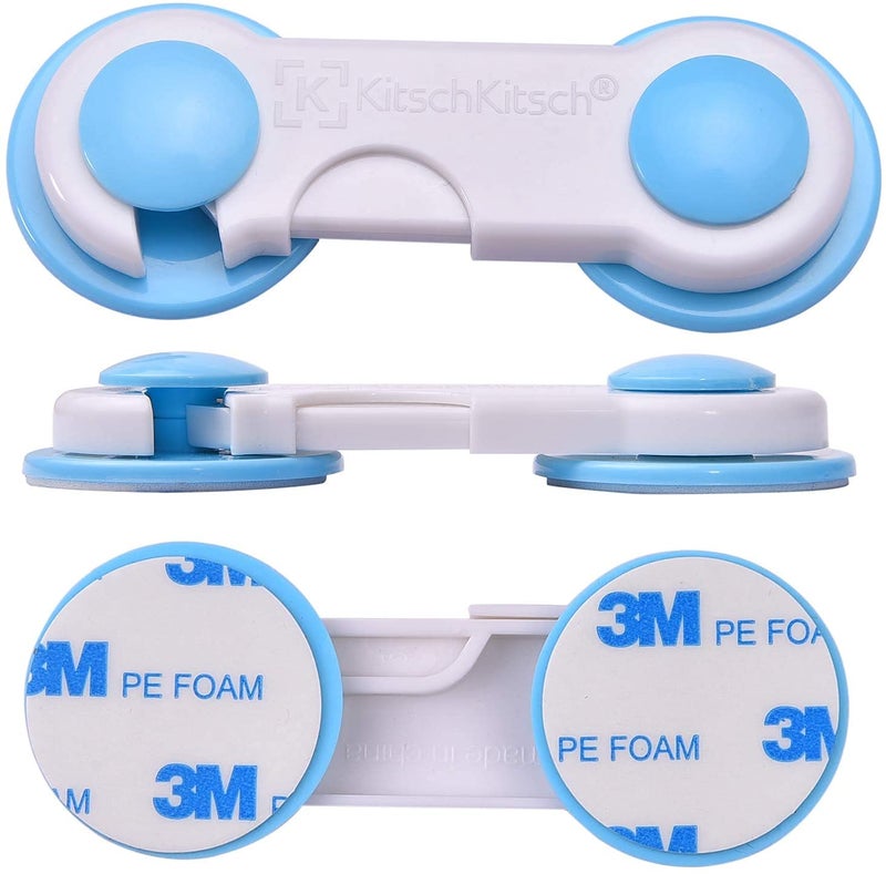 KitschKitsch Baby Infant Child Proofing Safety Cabinet Cupboard Cabinet Lock and Socket Cover Combo 5A 15A (White) (Pack of 12 + 8 Blue Cabinet Locks) - Image 5