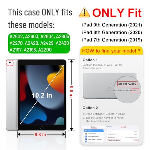 Fintie Hybrid Slim Case for iPad 9th / 8th / 7th Generation (2021/2020 / 2019) 10.2 Inch - [Built-in Pencil Holder] Shockproof Cover with Clear Transparent Back Shell (Lilac Marble) - Image 2