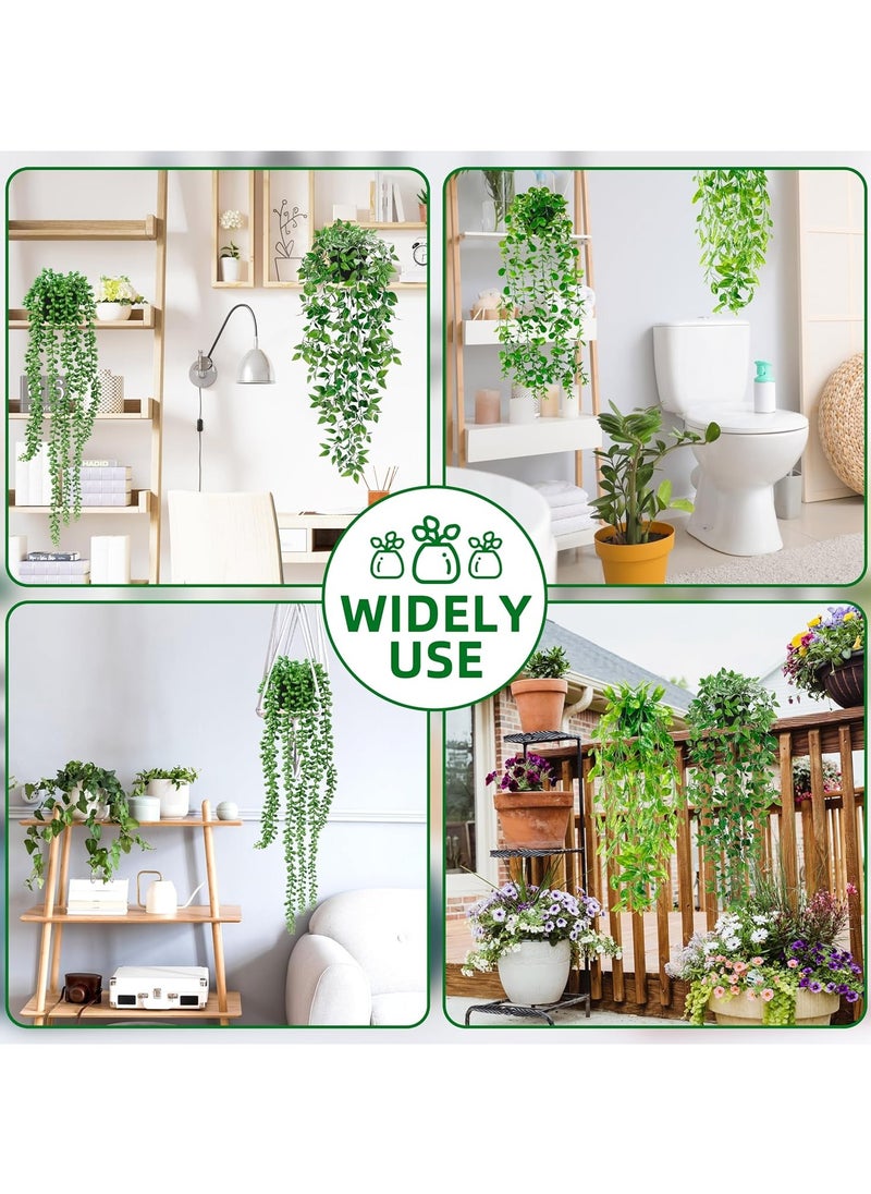 Arabest - Artificial Hanging Plants  4 Pack Fake Potted Greenery Faux Eucalyptus Vine, Mandala Vine, String of Pearls,Pea pod Leaves in Pot for Office Living Room Bathroom Indoor Outdoor Décor - Image 1