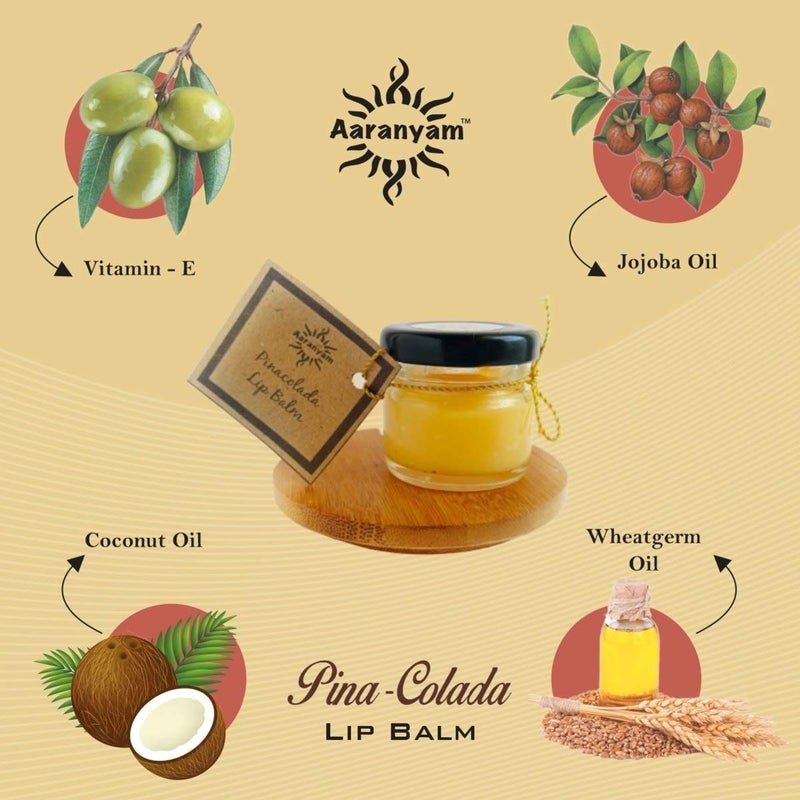 Aaranyam Organic  Pina Colada Lip Balm For Men  Women Heals And Repairs Lasting Moisture Sun Protection  Nourishes 75 g - Image 4