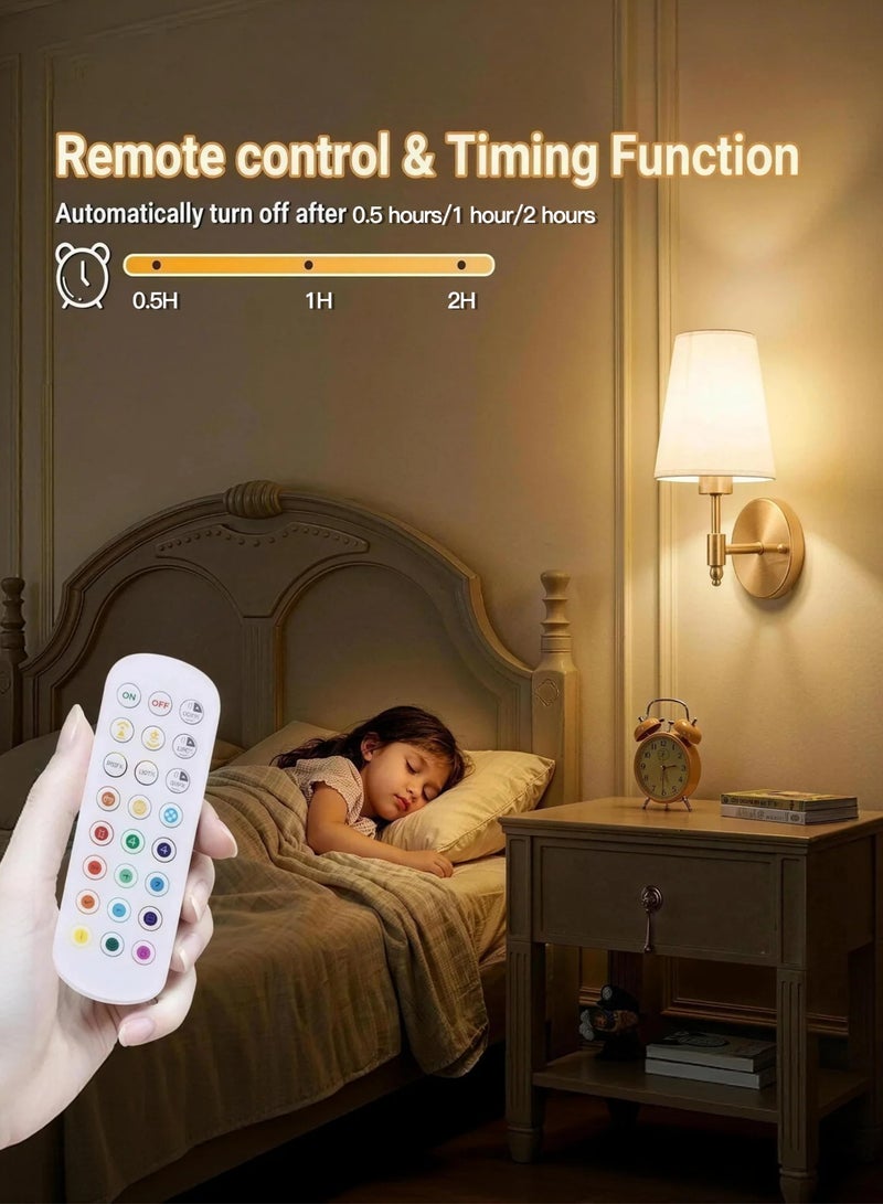 TELANPU 2 Pcs Battery Operated Wall Sconces, Gold Rechargeable Wireless Wall Lights with Detachable Dimmable RGB LED Bulbs, Remote Control, 12 RGB Colors , 3 Color Temperatures & 3-Level Timer, Cordless Wall Lamps for Wall Painting, Living Room, Bedroom, Hallway, Bathroom , Night Light - Image 4