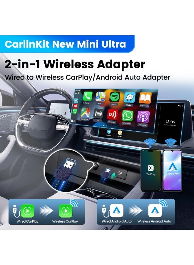 MUNTAQI Car link kit 2-in-1 Mini Ultra Wireless Car Play Adapter & Android Auto – Plug & Play USB Dongle for iPhone & Android, Convert Wired to Wireless CarPlay/Android Auto, Fast Connection, Compact Design - Image 3