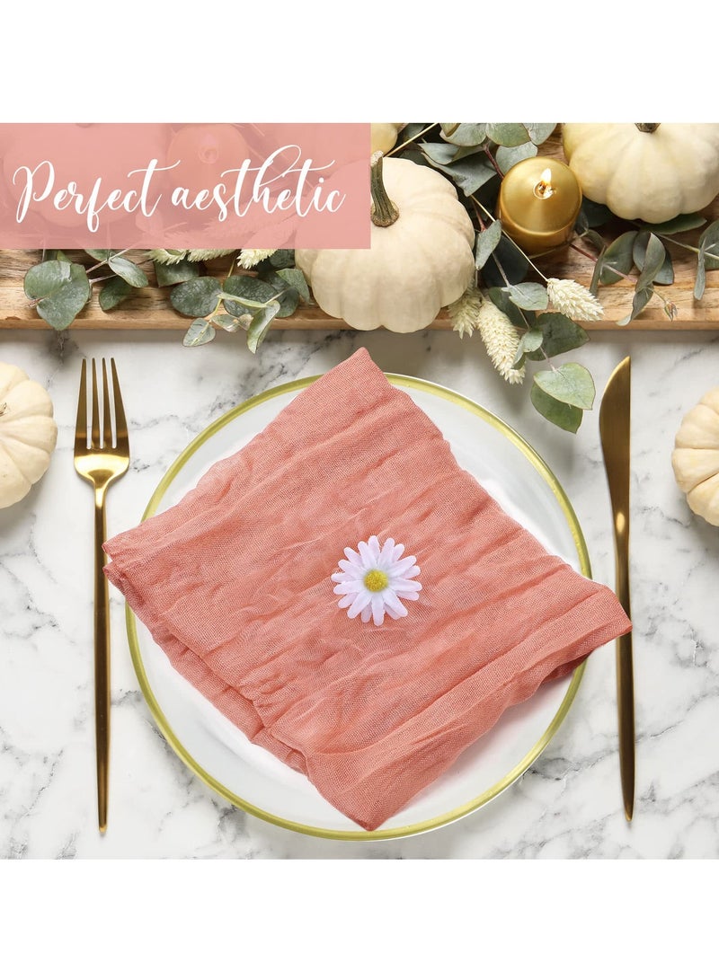 SYOSI 10 Pieces Gauze Cheesecloth Napkins, Wrinkled Dinner Napkins, 19.7 x 19.7 Inch Table Napkins Decorative Cloth Napkins, for Home Wedding Parties Table Decoration Family Everyday Use (Pink) - Image 4