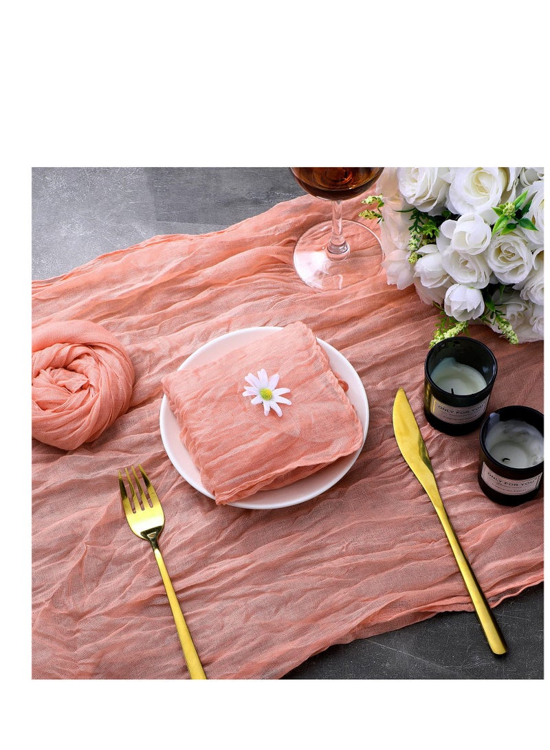 SYOSI 10 Pieces Gauze Cheesecloth Napkins, Wrinkled Dinner Napkins, 19.7 x 19.7 Inch Table Napkins Decorative Cloth Napkins, for Home Wedding Parties Table Decoration Family Everyday Use (Pink) - Image 2