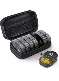 Carry a small plastic seven-day-a-week small medicine box with 14 compartments in a leather bag