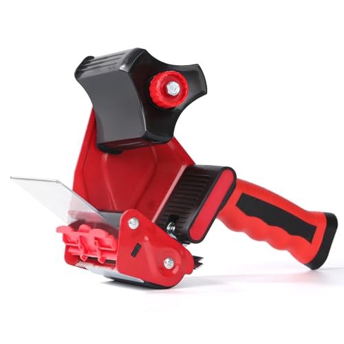 QILIMA 3 Inch Wide Packing Tape Dispenser Gun Seal Packing for Use Tape Dispenser Gun for Shipping, Moving, Carton and Box Sealing-Red - Image 1