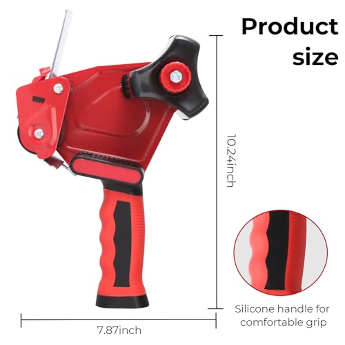 QILIMA 3 Inch Wide Packing Tape Dispenser Gun Seal Packing for Use Tape Dispenser Gun for Shipping, Moving, Carton and Box Sealing-Red - Image 2
