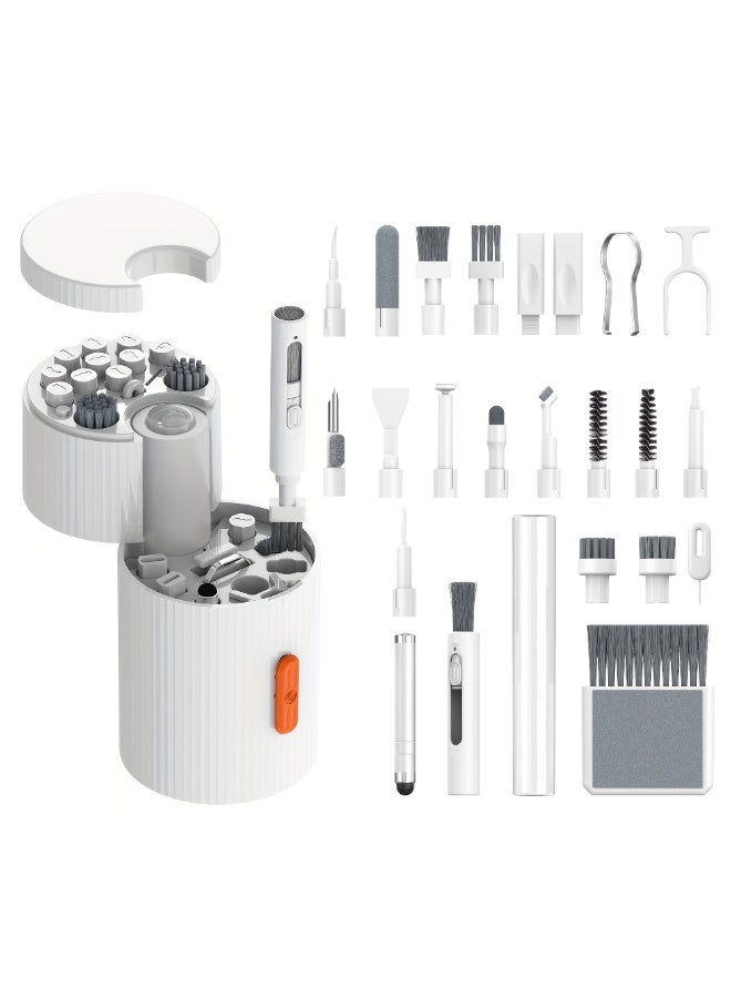 Multi-function Electronics Cleaning Kit, 33 in 1 Portable Electronics Brush Set, Charging Port Cleaner for Cell Phones, Headphones, Computers, Monitors, Camera Lenses, White - Image 1