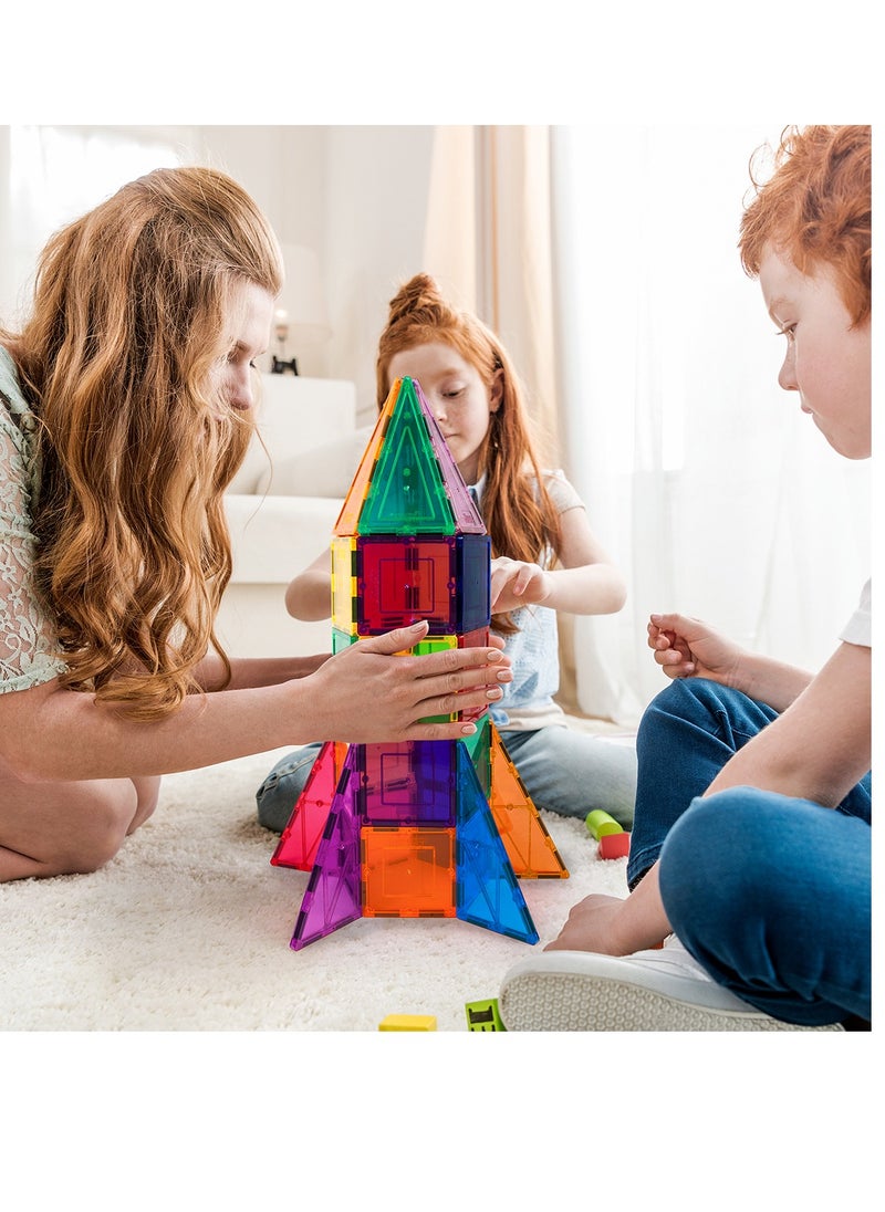 PicassoTiles - PicassoTiles Magnetic Tile Rocket Ship Toy – 32-Piece STEM Building Set for Kids Learning Playset Child Brain Development - Image 1