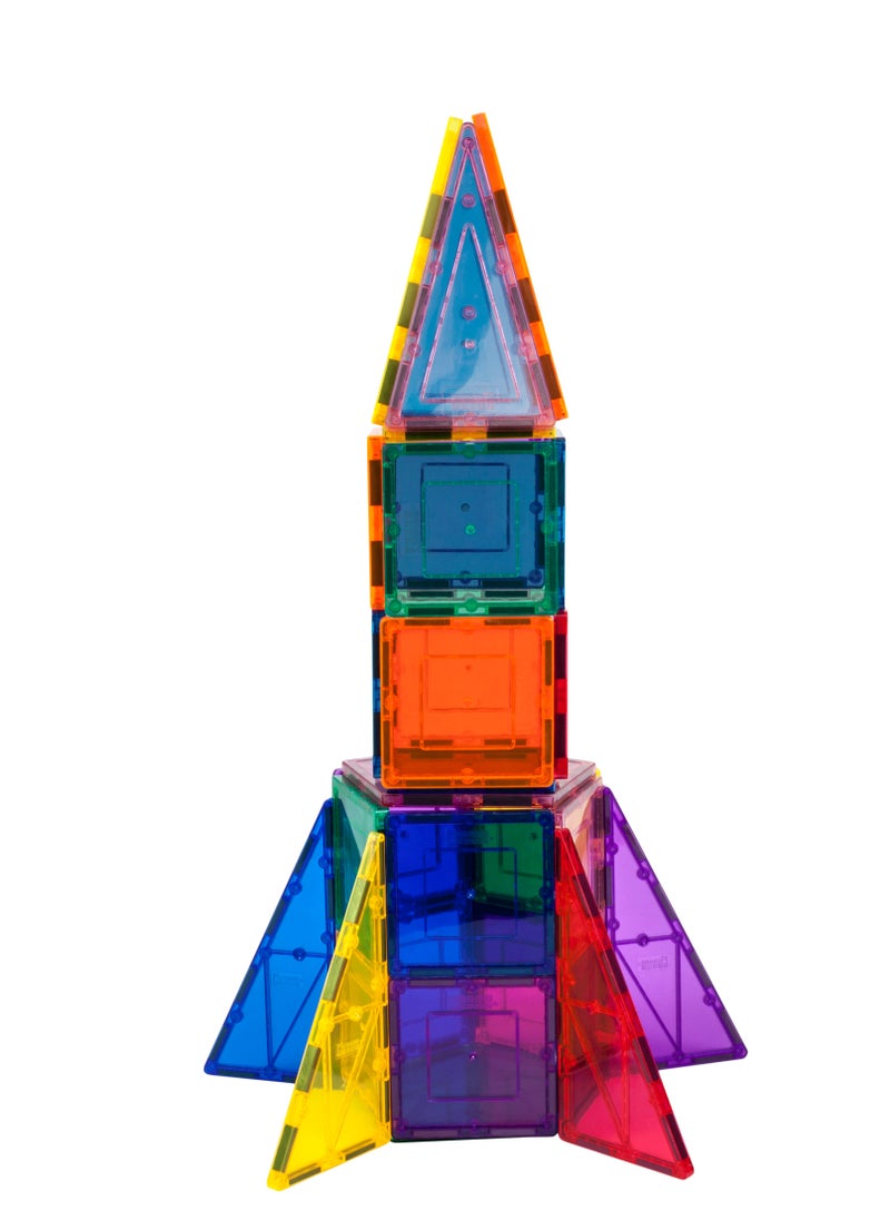 PicassoTiles - PicassoTiles Magnetic Tile Rocket Ship Toy – 32-Piece STEM Building Set for Kids Learning Playset Child Brain Development - Image 1