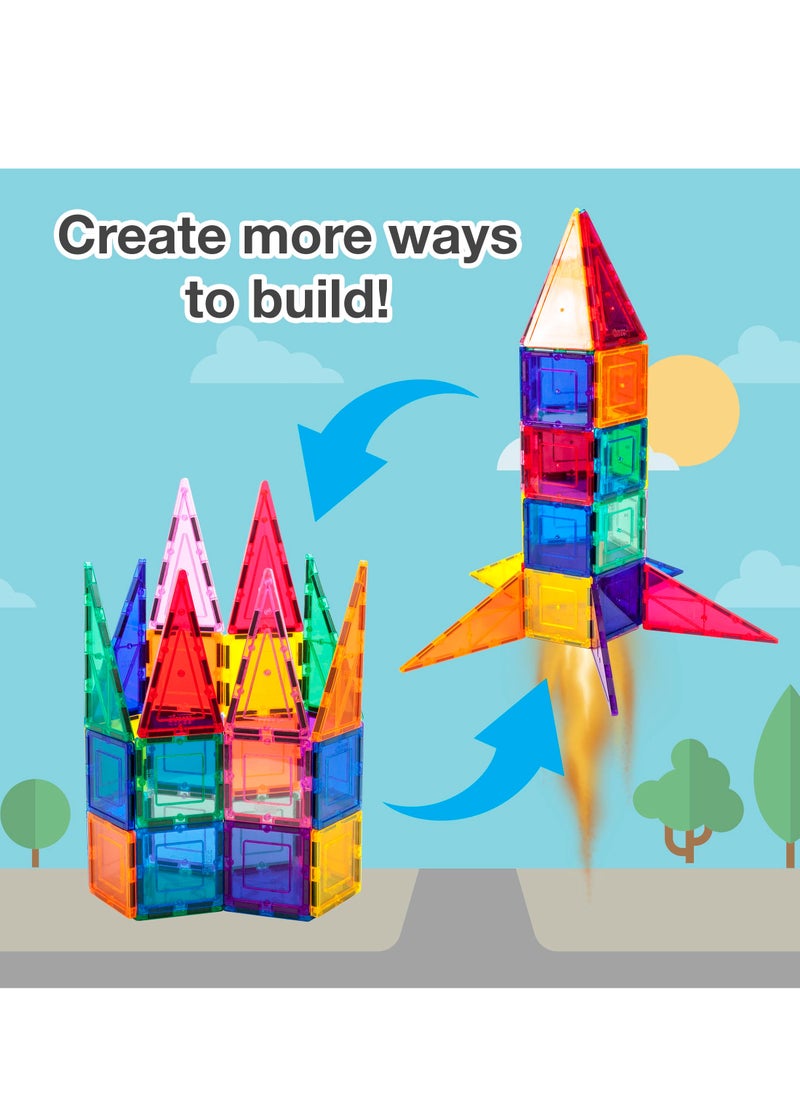 PicassoTiles - PicassoTiles Magnetic Tile Rocket Ship Toy – 32-Piece STEM Building Set for Kids Learning Playset Child Brain Development - Image 1