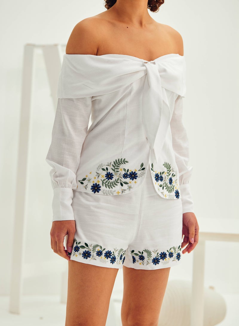 Ashita Fernandes Floral Above-the-Knee Linen Shorts  - Image 1
